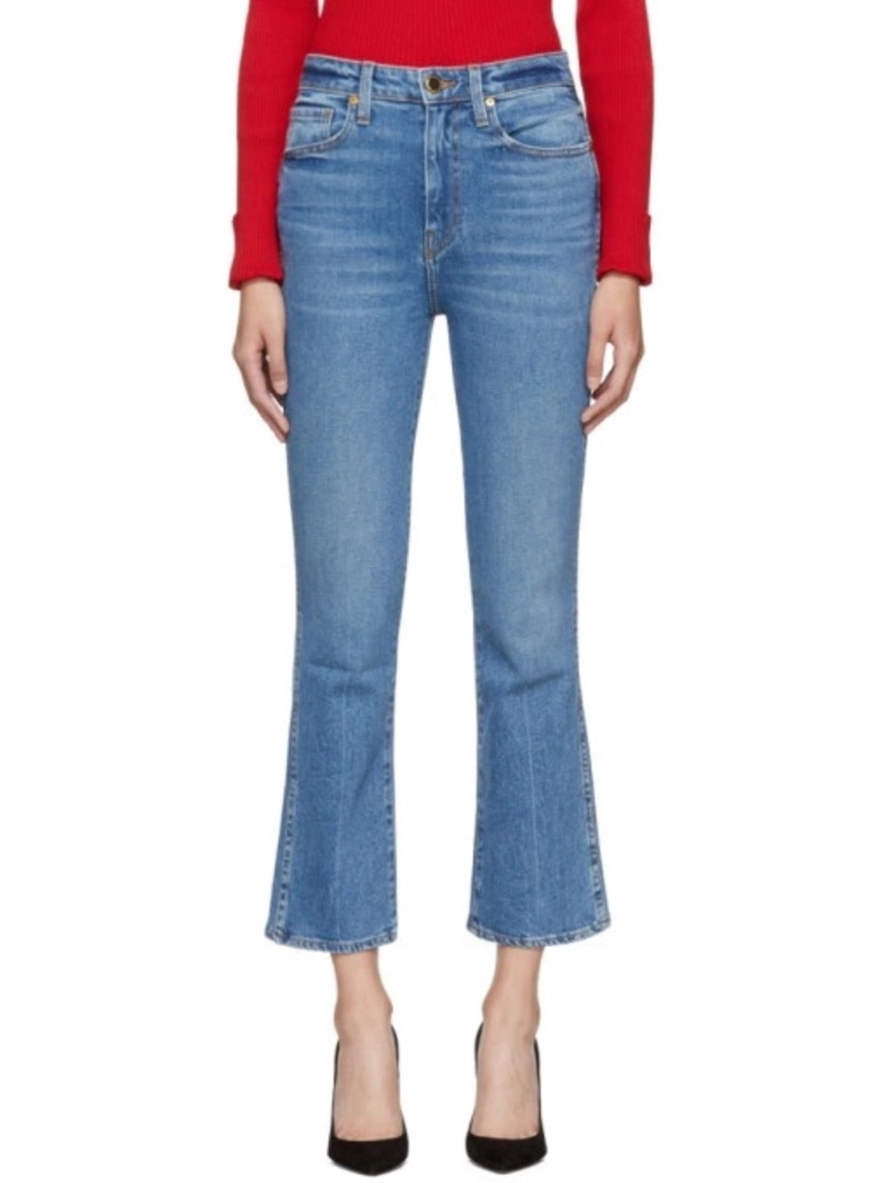 KHAITE Benny faded high-rise kick-flare jeans – Vintage Blue - Picture 5 of 8